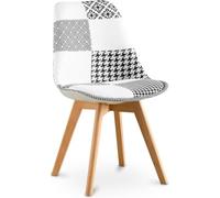 Iconik Interior Patchwork Style Silla de comedor - Tapiz Patchwork Negro y Blanco - Nueva edición - Sam Blanco/Negro