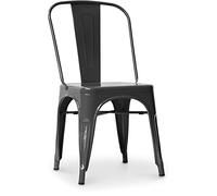 Iconik Interior Tolix Style Silla de comedor de acero - Diseño industrial - Nueva edición - Stylix - Gris oscuro