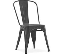 Iconik Interior Tolix Style Silla de comedor - Diseño industrial - Acero - Nueva edición - Stylix - Gris oscuro