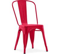 Iconik Interior Tolix Style Silla de comedor - Diseño industrial - Acero - Nueva edición - Stylix Rojo