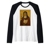 Icono católico de Santa Hildegarda de Bingen Camiseta Manga Raglan