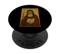 Icono católico de Santa Hildegarda de Bingen PopSockets PopGrip Adhesivo
