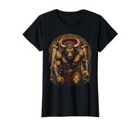 Icono de Guerrero de mitología del Laberinto Griego Antiguo minotauro Camiseta gráfica económica, Mujer, Negro, L