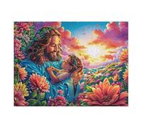 Icono de Jesús en el Bosque Puzzle 500 Piezas Juguete Educativo Familiar Forest Bloom Sunset Rompecabezas 3D para Hombres Y Mujeres Construir Maquetas Desafío Intelectual 500 PCS