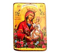 Icono de madera griega cristiana ortodoxa de la Virgen María la rosa unwithering / A0