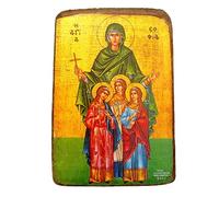 Icono de madera griego cristiano ortodoxo de Santa Sofía / A0