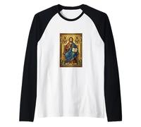 Icono de Pantocrator de Cristo Oriental Cristiano Ortodoxo Camiseta Manga Raglan