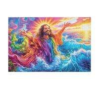 Icono del Milagro del mar de Jesús Puzzle 1000 Piezas Juguete Educativo Deep Radiance Haze Rompecabezas Impossible para Adultos Aliviar Estrés Decoración Hogar DIY Creativo 1000 PCS
