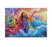 Icono del Milagro del mar de Jesús Puzzles 300 Piezas Construir DIY 3D Deep Radiance Haze Rompecabezas para Adultos Maquetas Educativas Aliviar Estrés Estera Portátil 300 PCS