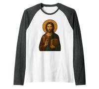 Icono ortodoxo de Jesucristo Maestro Camiseta Manga Raglan