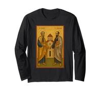 Icono ortodoxo de los Santos Pedro y Pablo con la Iglesia Manga Larga