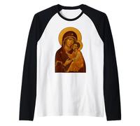 Ícono ortodoxo de Theotokos - Virgen María y Nifrado Jesús Camiseta Manga Raglan