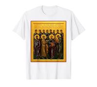 Icono Ortodoxo La Sinaxis de los Doce Apóstoles Camiseta gráfica económica, Hombre, Blanco, S