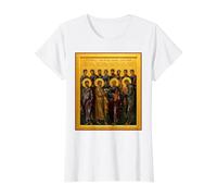 Icono Ortodoxo La Sinaxis de los Doce Apóstoles Camiseta gráfica económica, Mujer, Blanco, XL