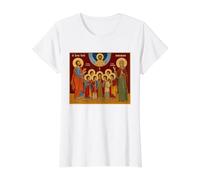 Icono ortodoxo Los Santos Mártires Macabeos Camiseta gráfica económica, Mujer, Blanco, S