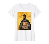 Icono ortodoxo San Andrés el iconógrafo Camiseta gráfica económica, Mujer, Blanco, S