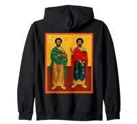 Icono ortodoxo Santos Cosme y Damián Sudadera con Capucha