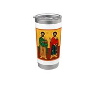 Icono ortodoxo Santos Cosme y Damián Vaso térmico de acero inoxidable de doble pared