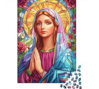 Icono Religioso Estilo Vidriera Puzzle para Adultos Puzzle de 1000 Piezas Papel Ambiente de Iglesia Relajación Concentración Regalo Familia 52x38cm/1000pcs