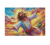 Icono Sagrado de Jesús Puzzle 300 Piezas Portátil Familiar Radiance Cosmos Haze Rompecabezas 3D para Familia Desafío Intelectual Maquetas Educativas Construir 300 PCS