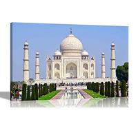 Icono Taj Mahal, India Lienzo decorativo para pared, lienzo estirado y enmarcado, fotos de paisaje urbano 40 x 30 cm, tamaño A3