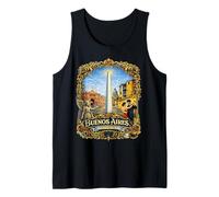 Iconos de Buenos Aires Argentina Clásico Filleteado Arte Camiseta sin Mangas
