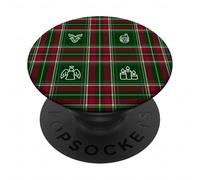 Iconos de Navidad sobre Fondo de Cuadros Festivos PopSockets PopGrip Adhesivo