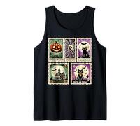 Iconos espeluznantes de Halloween, Calabazas, Fantasmas, Esqueleto, murciélagos, Arte Camiseta sin Mangas