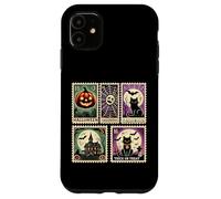 Iconos espeluznantes de Halloween, Calabazas, Fantasmas, Esqueleto, murciélagos, Arte Carcasa para iPhone 11