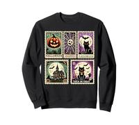 Iconos espeluznantes de Halloween, Calabazas, Fantasmas, Esqueleto, murciélagos, Arte Sudadera