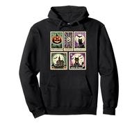 Iconos espeluznantes de Halloween, Calabazas, Fantasmas, Esqueleto, murciélagos, Arte Sudadera con Capucha