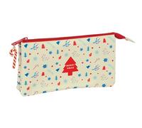 ICONOS MERRY XMAS - Portatodo Triple, Estuche Infantil, Estuche Niño, Ideal para Niños en Edad Escolar, Cómodo y Versátil, Calidad y Resistencia, 22x3x12 cm