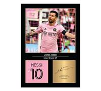 Icons Wall Art Foto impresa A4 de Lionel Messi Inter Miami, firma reproducida digitalmente, regalo para fanáticos del fútbol/fútbol, póster de recuerdo de Argentina Miami sin marco