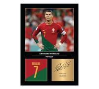 Icons Wall Art Foto impresa A4 firmada por el equipo nacional de Portugal de Cristiano Ronaldo, regalo para aficionados de Portugal, reproducida digitalmente, sin marco