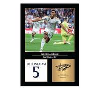 Icons Wall Art Fotografía impresa A4 de Jude Bellingham Real Madrid, firma reproducida digitalmente, regalo para fanáticos del fútbol/fútbol, póster de recuerdo del Real Madrid sin marco
