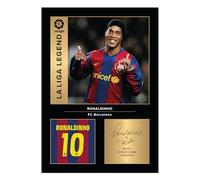 Icons Wall Art - Póster de foto impresa A4 de Ronaldinho de las leyendas del Barcelona - Firma digitalmente reproducida - Regalo para aficionados al fútbol/fútbol - Póster de memorabilia del Barca sin