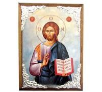 Iconsgr Icono de madera griego cristiano ortodoxo de madera de Jesucristo/AM30