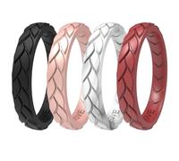 icooci Paquete de 10/6/4 anillos de silicona para mujer, anillos de boda delgados y apilables para mujer, anillos de compromiso de goma, colección de hojas dispersas, 11-11.5(20.6mm), Silicona, Sin