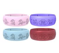 icooci Paquete de 2/4/6 anillos de silicona para mujer, suaves y elegantes con vides florales grabadas con láser. Transpirables, cómodos y con diseño de primer nivel. Anillos de boda y anillos de