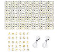 iCovalescent 1400 Pcs Abalorios Letras, Letras para Pulseras, A-Z Abalorios para Friendship Bracelet Kit DIY Manualidades Regalos, Collares, Bisuteria Navidad(Oro)