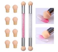 iCovalescent 2 Pcs Cepillo de Uñas Esponja Pinceles, con 4 Cabeza de Esponja Reemplazables, Esponja Uñas Degradado Cepillo, Accesorio para Gel UV y Herramientas de Decoración
