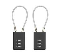 iCovalescent 2 Piezas Candados Pequeños de Combinación 3 Digitos, Pequeños Candados de Cable Con Código, Para Mochila, Tienda, Cremallera, Maleta(Negro)