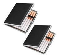 iCovalescent 2 Piezas Pitillera, Cigarette Case para 20 Cigarrillos, Pitillera de Piel de Metal para Mujer y Hombre, Adecuada para Pantalones, Camisa, Bolso(Negro)