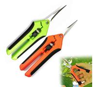 iCovalescent 2 piezas Tijera Podar Pequeña Para Jardinería, Punta Recta Profesionales para Recoger Frutas árbol Flor Ramas, Cuchillas de Acero IInoxidable, Mangos de Plástico(16.5cm, Naranja, Verde)