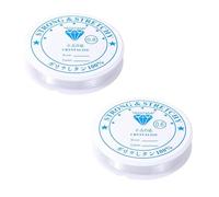 iCovalescent 2 Rollos Hilo Elástico Transparente, para Cuentas Pulsera Collar Colgar Adornos, Nylon Bobina Elástica de Hilo, Hilos para Hacer Pulseras(0.6/0.8mm)