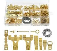 iCovalescent 282 Piezas Cuelga Cuadros, Ganchos para Colgar Cuadros, Arte, Espejos, Relojes, Tablones de Anuncios con Caja Plastica(Oro)