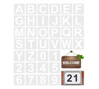 iCovalescent 36 plantillas de letras y números, reutilizables, letras y números, plantillas de alfabeto para placas de madera, pintura y manualidades (5,5 cm)