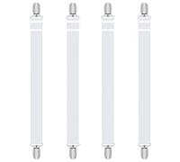 iCovalescent 4 Piezas Sujetadores de Hojas, Sujetadores de Tirantes Ajustables para sábanas o sofás(Blanco, Extender 30-130 cm)