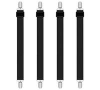 iCovalescent 4 Piezas Sujetadores de Hojas, Sujetadores de Tirantes Ajustables para sábanas o sofás(Negro, Extender 30-130 cm)