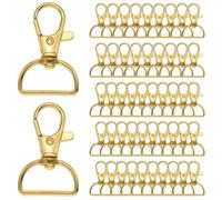 iCovalescent 50 Anillas para Llaveros, Ganchos de Metal Giratorio con Anillas para Llaves, Anillas para Llaveros Cierre de Mosquetón y Anillas para Llavero(Oro)